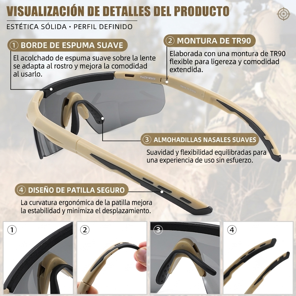 Kit de Gafas Tácticas y de Seguridad Industrial ANSI Z87+