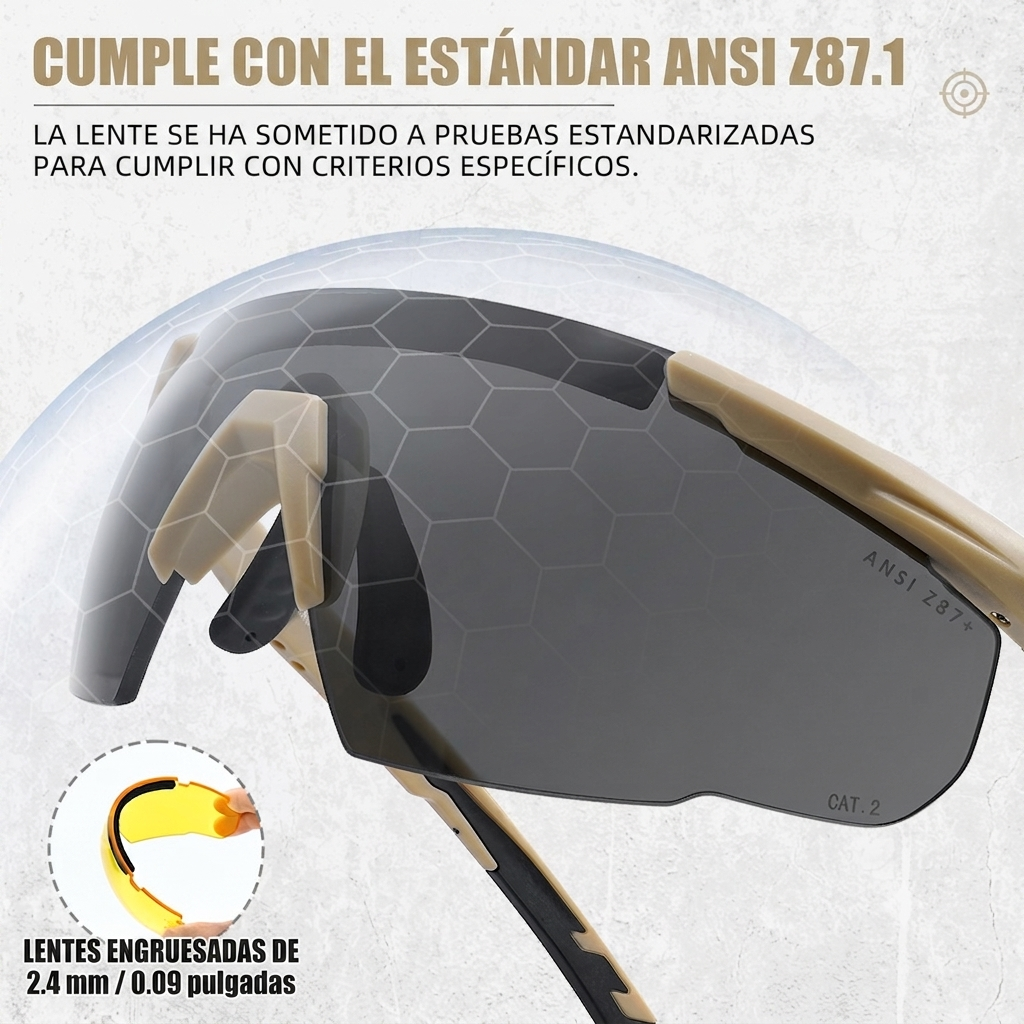 Kit de Gafas Tácticas y de Seguridad Industrial ANSI Z87+